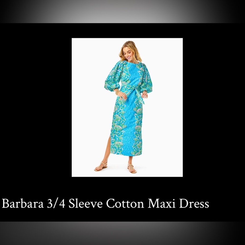 Lilly Barbara 3/4 Sleeve Cotton Maxi Dress NWT